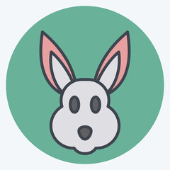 Icon Rabbit. related to Animal Head symbol. color mate style. simple design editable. simple illustration. cute. education
