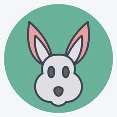 Icon Rabbit. related to Animal Head symbol. color mate style. simple design editable. simple illustration. cute. education