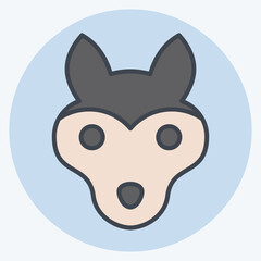 Icon Wolf. related to Animal Head symbol. color mate style. simple design editable. simple illustration. cute. education