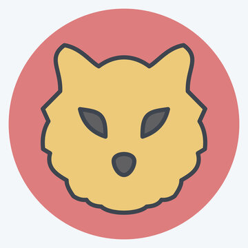 Icon Tiger. related to Animal Head symbol. color mate style. simple design editable. simple illustration. cute. education