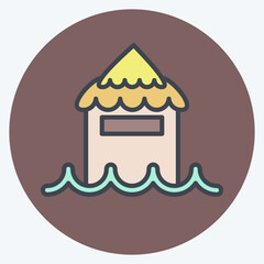 Icon Bungalow. related to Thailand symbol. color mate style. simple design editable. simple illustration. simple vector icons. World Travel tourism. Thai