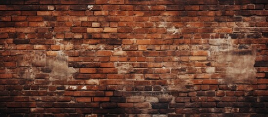 A rough brick surface with a substantial amount of dirt and grime accumulated on it - obrazy, fototapety, plakaty