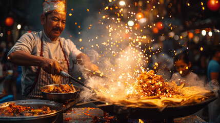 Asian street food. - obrazy, fototapety, plakaty
