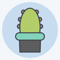 Icon Cactus. related to Flora symbol. color mate style. simple illustration. plant. Oak. leaf. rose