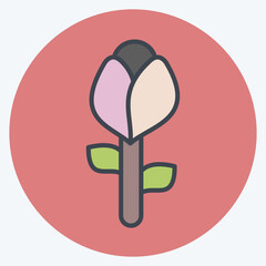 Icon Rose 2. related to Flora symbol. color mate style. simple illustration. plant. Oak. leaf. rose