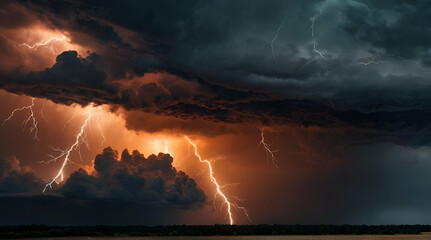 Incredible storm with intense lightning. generative.ai - obrazy, fototapety, plakaty
