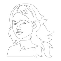 Portrait of a beautiful girl in lines. Lineart, Onelineart. Creating posters, signs, decoration. Isolated vector.
