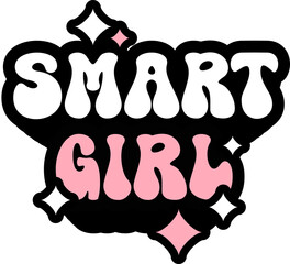 Smart Girl Sticker On Cute Style Design For Sticker, T-Shirt, Mug, Hoodie, Poster & For Any Merchandise Printing On Transparent Background