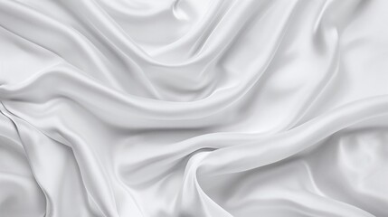 Fototapeta premium white luxurious wavy satin silk fabric with abstract background, ivory color drapery and smooth material texture