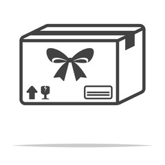 Cute delivery package with bow icon transparent vector isolated