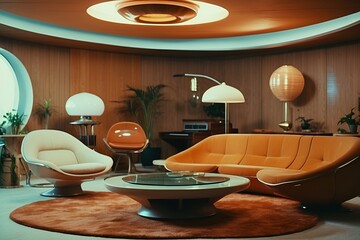 Retro-futuristic home interior
