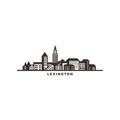 Lexington city US Kentucky cityscape skyline panorama vector flat modern logo icon. USA, state of America emblem idea with landmarks and building silhouettes. Isolated graphic