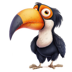 Fototapeta premium Cute Funny Cartoon Tucan, Illustration for Children Book, Generative AI