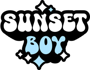 Sunset Boy Sticker On Cute Style Design For Sticker, T-Shirt, Mug, Hoodie, Poster & For Any Merchandise Printing On Transparent Background