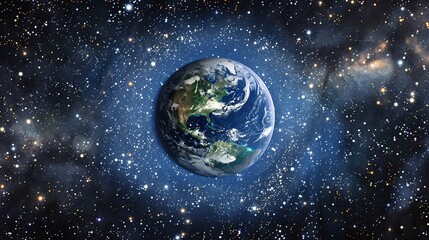 Obraz premium a captivating image of earth as a circular planet, positioned in the infinite expanse of the cosmos, reflecting the beauty of the universe