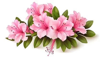 Foto op Aluminium Azaleas flowers with leaves Pink flowers isolated on white background  © Shahzaib