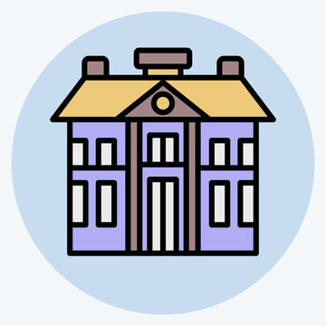 recommend clip art: Icon Barracks. related to Military symbol. color mate style. simple design editable. simple illustration