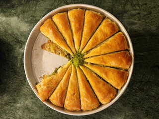 A tray of baklava, a famous dessert variety called 