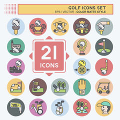 Icon Set Golf. related to Sports symbol. color mate style. simple design editable. simple illustration
