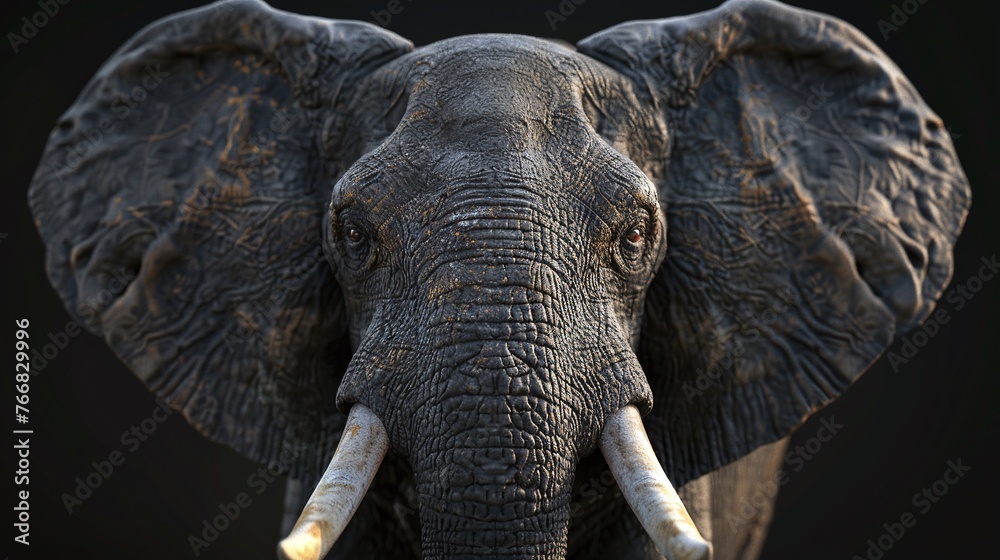 Wall mural adventure travel in africa capturing the beauty of a wild elephant with tusks and a trunk in a natur