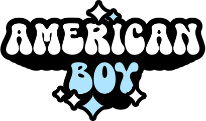 American Boy Sticker On Cute Style Design For Sticker, T-Shirt, Mug, Hoodie, Poster & For Any Merchandise Printing On Transparent Background