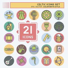 Icon Set Celtic. related to Celebration symbol. color mate style. simple design editable. simple illustration