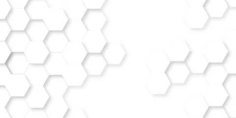 Fotobehang Abstract background with hexagon, modern abstract vector polygonal pattern. Futuristic abstract seamless bright white abstract honeycomb background.. Luxury white hexagon pattern. © armans
