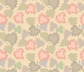 Japanese Pastel Leaf Fall Vector Seamless Pattern