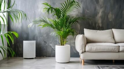 Modern Air Purifier in a Stylish Living Room. Generative ai