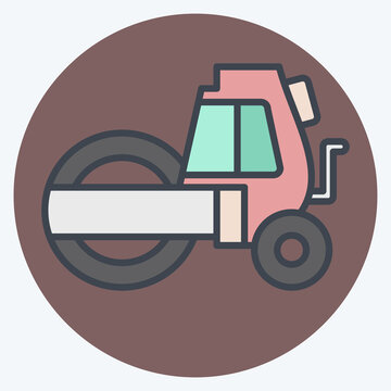 recommend clip art: Icon Steamroller. related to Construction Vehicles symbol. color mate style. simple design editable. simple illustration