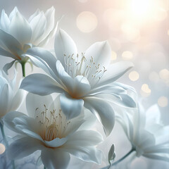 Piękne białe kwiaty, tapeta dekoracja generative ai - obrazy, fototapety, plakaty