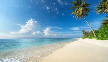 Fototapeta na wymiar Dreamy Seashore: Breathtaking White Sand Beach and Tropical Sea
