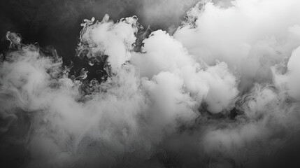 Spooky fog overlays Halloween overlay realistic Panoramic view of the abstract fog. White cloudiness, mist or smog moves on black background. Beautiful swirling gray smoke. Generative Ai