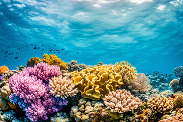 Photo coral reef in the sea