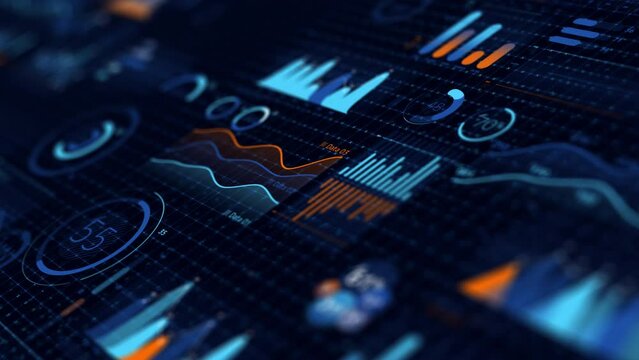 Moving array of stock market abstract infographics.