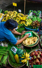 fresh produce on sale on floating market in Thainland - 766834130