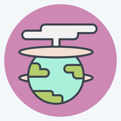 Icon Destroy The World. related to Nuclear symbol. color mate style. simple design editable. simple illustration