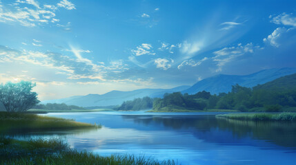Fototapeta premium landscape with lake and mountains