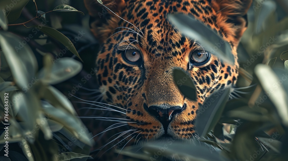 Canvas Prints african leopard in camouflage hiding in natural environment predator