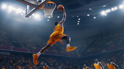 Basketball Player Dunking During Game