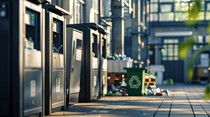 Futuristic Waste Management Solutions Embracing Green Technology - obrazy, fototapety, plakaty