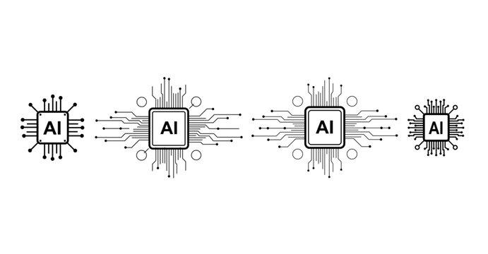 ai chip design, black and white clip art preview