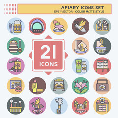 Icon Set Apiary. related to Farm symbol. color mate style. simple design editable. simple illustration