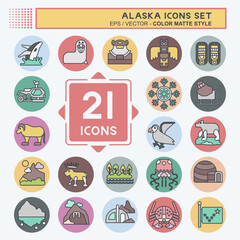 Icon Set Alaska. related to Education symbol. color mate style. simple design editable. simple illustration
