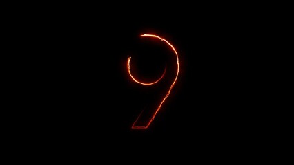 Countdown, Timer Animation with Electricity Effect. Matte Channel Video. High Quality 4K Resolution.