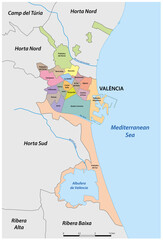 Administrative vector map of the Spanish city of Valencia - 766838976