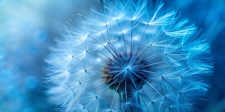 Blue Abstract Dandelion Flower Background - Extreme Closeup