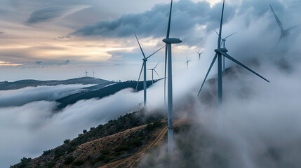 Majestic Wind Turbines: Harnessing Clean Energy on Rolling Hills
