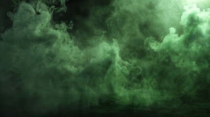  Smoke green background dark ground light smell toxic  - obrazy, fototapety, plakaty