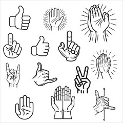 collection of hand gesture illustrations, hand finger gesture vectors,
